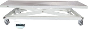 AISI 304 Stainless Steel Electric Veterinary Examination Table with Footboard mod. Gamma on wheels