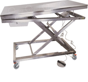 AISI 304 Stainless Steel Electric Veterinary Examination Table with Trendelenburg Movement mod. Medical Inox Operatory on wheels