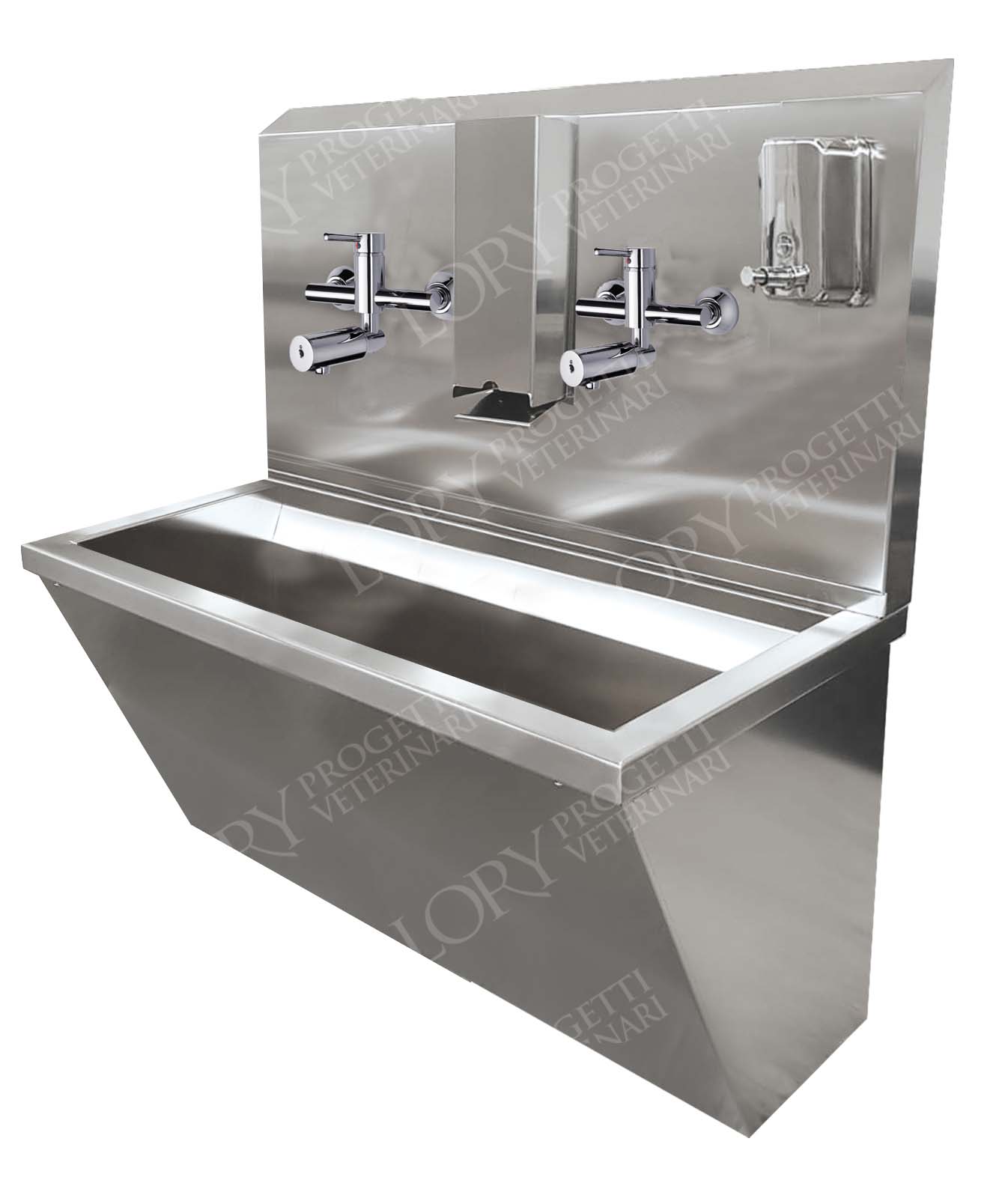 Two-channel surgical sink with electronic mixer
