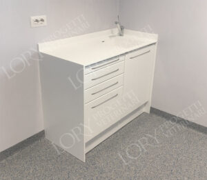 Special krion composition with integrated sink at the top