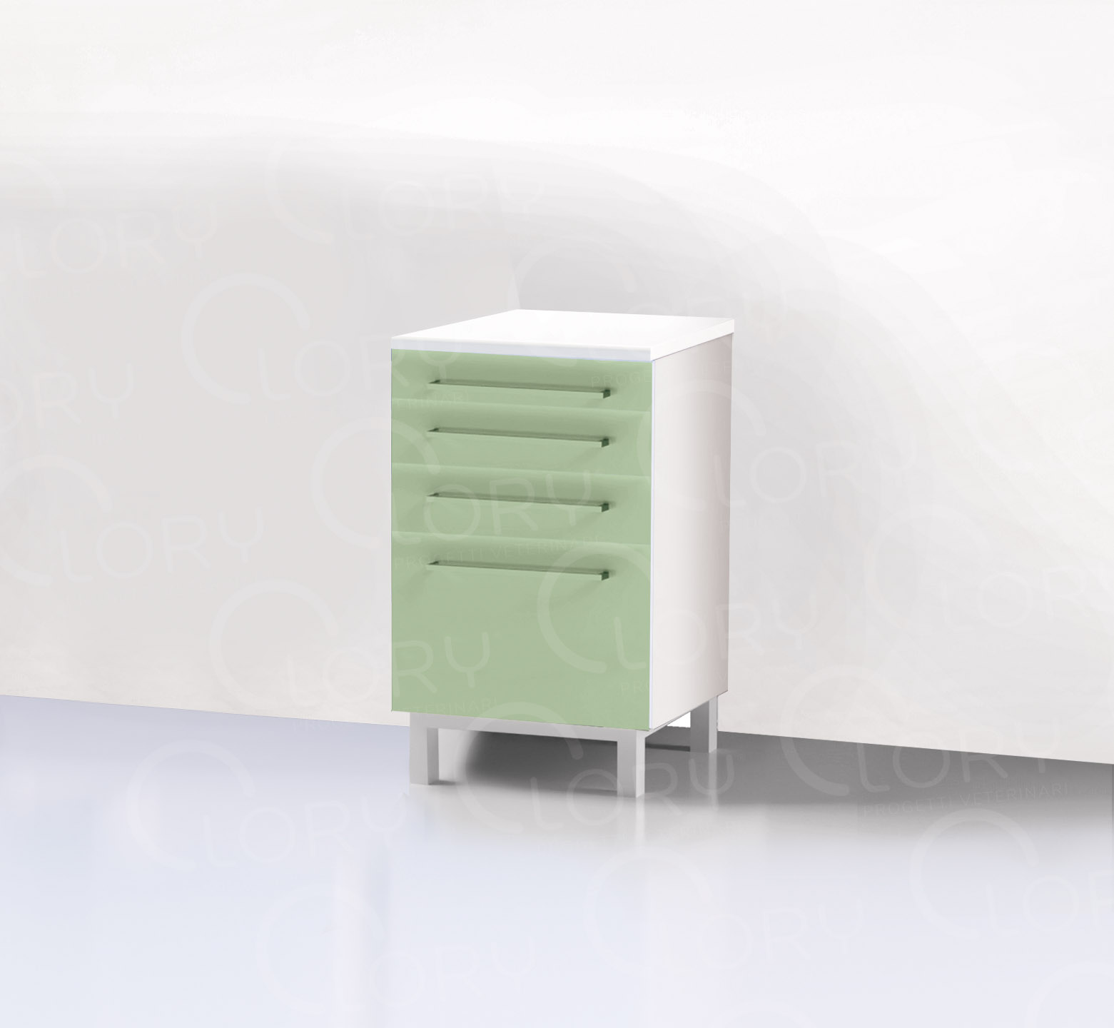 4-drawer cabinet on steel feet