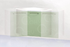 Corner cabinet with hanging door