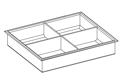 Drawer tray 4 compartments H 8 cm